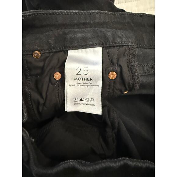 MOTHER DENIM Looker Ankle Fray Women's Black Distressed Jeans Sz 25 - Picture 6 of 9